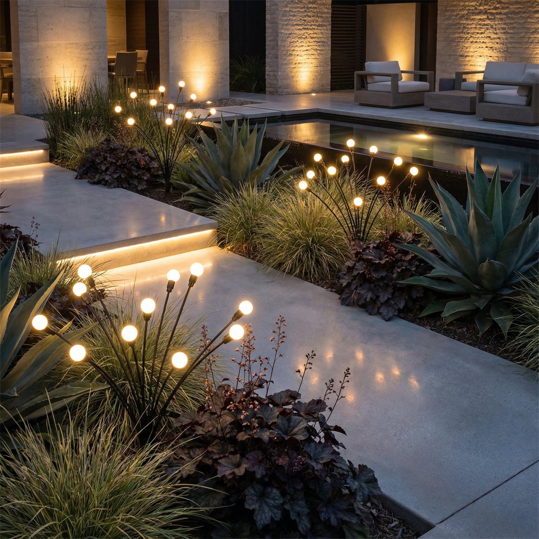 Solar Garden Light PVC Stainless Steel 30 in Outdoor Pathway Decorative Swiveling LED Landscape Lighting | Thomler