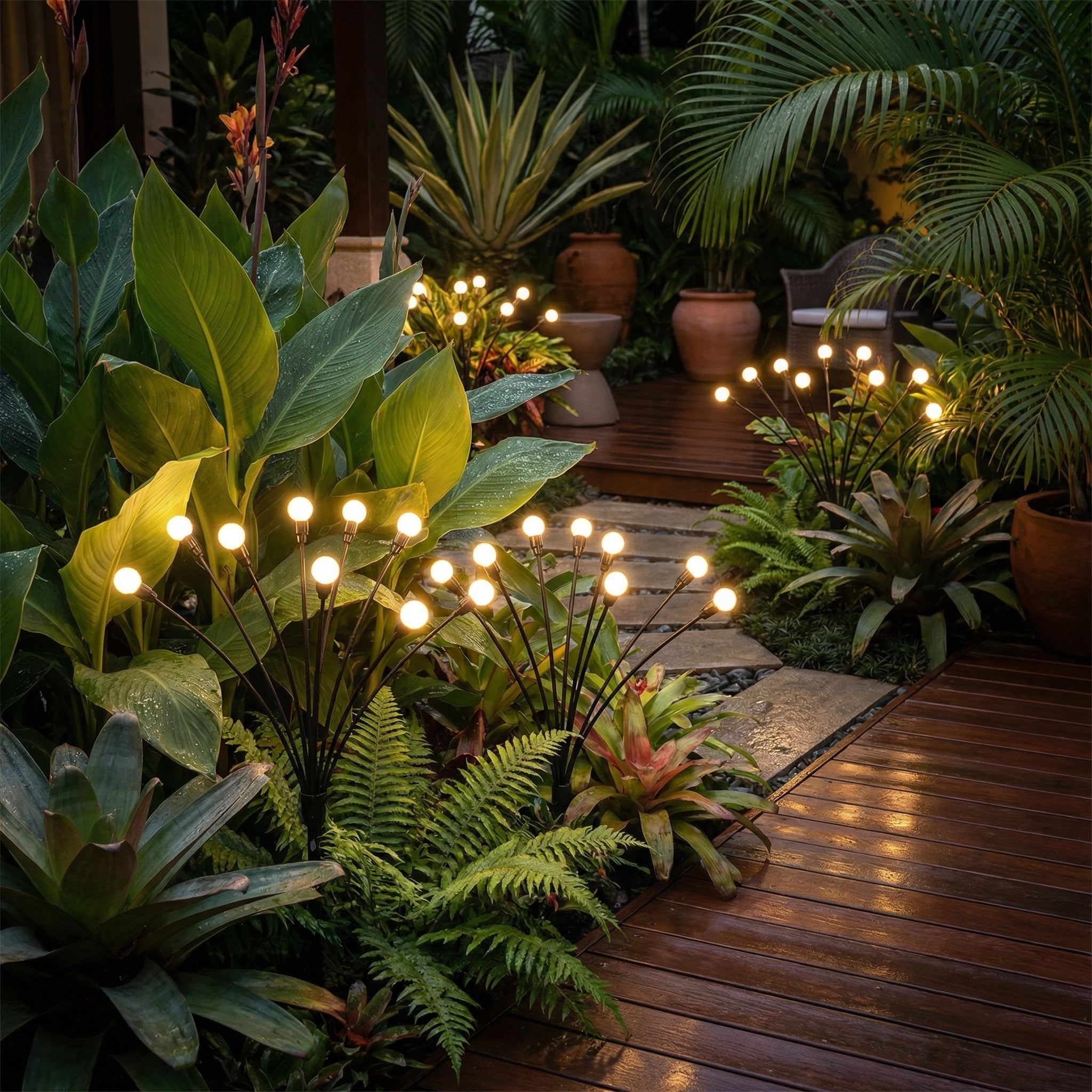 Solar Garden Light PVC Stainless Steel 30 in Outdoor Pathway Decorative Swiveling LED Landscape Lighting | Thomler