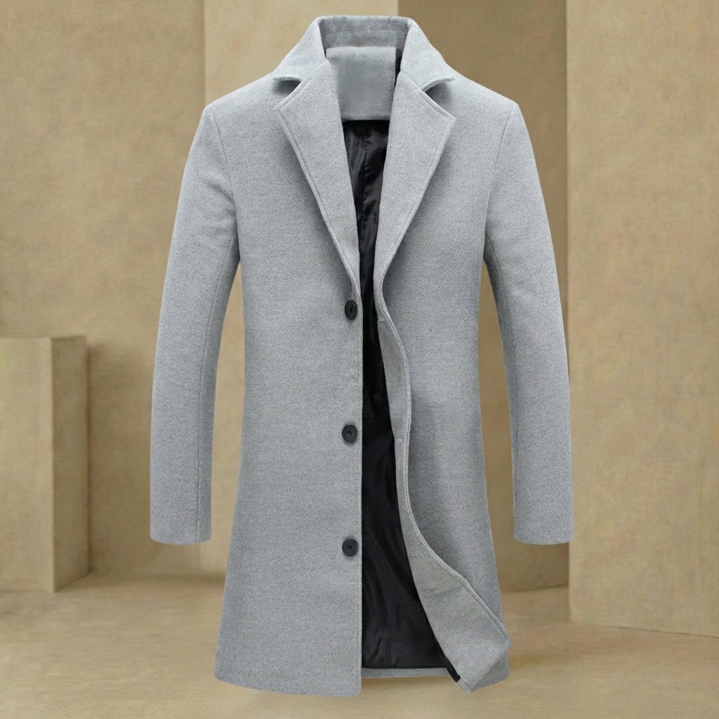 Men's Winter Top Coat Wool Blend Long Formal Overcoat for Cold Weather Business Office Dress Pea Coat Outerwear Jacket | Thomler