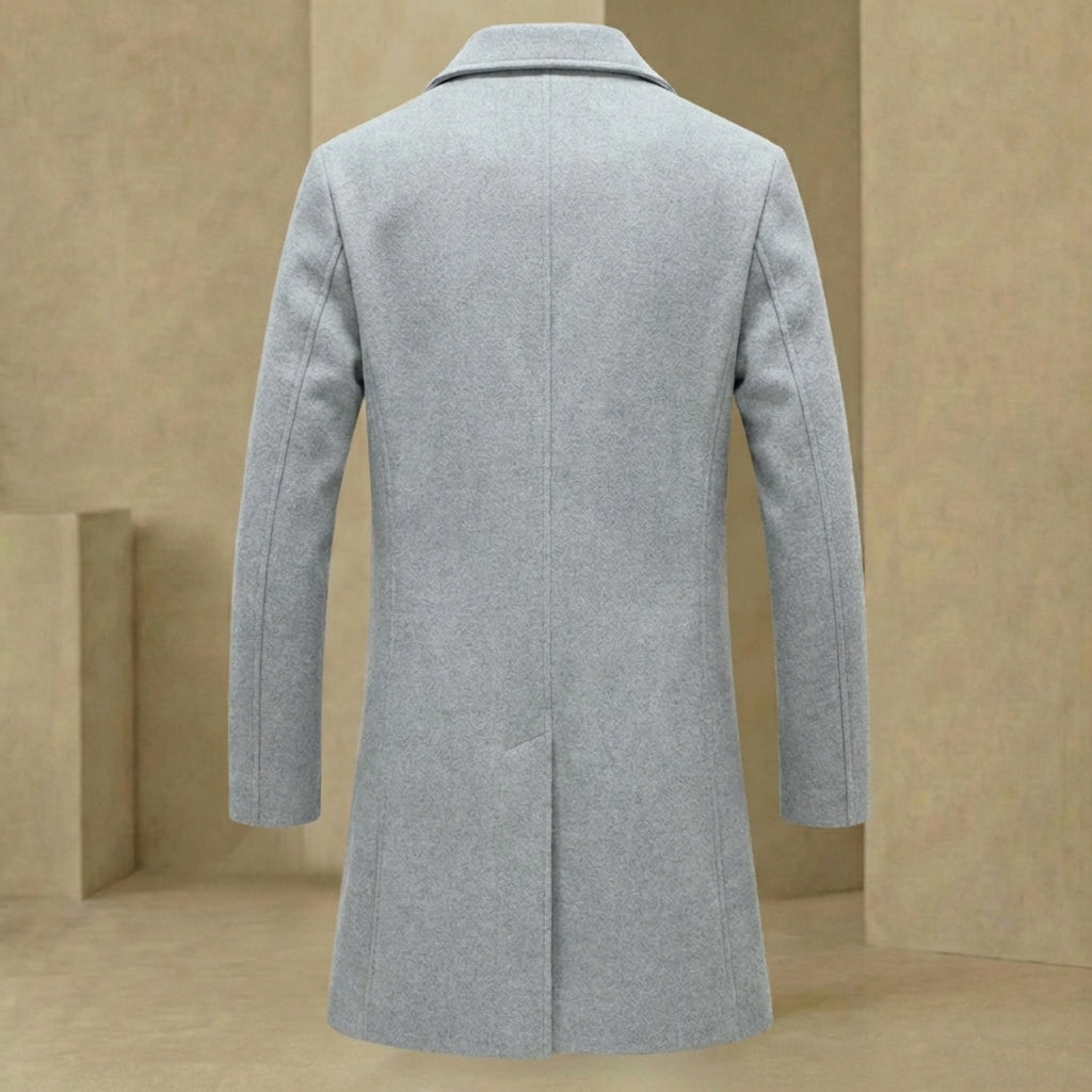 Men's Winter Top Coat Wool Blend Long Formal Overcoat for Cold Weather Business Office Dress Pea Coat Outerwear Jacket | Thomler