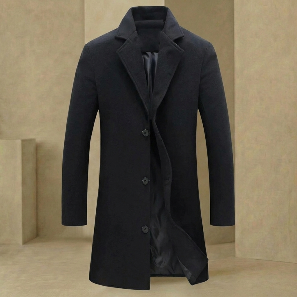 Men's Winter Top Coat Wool Blend Long Formal Overcoat for Cold Weather Business Office Dress Pea Coat Outerwear Jacket | Thomler