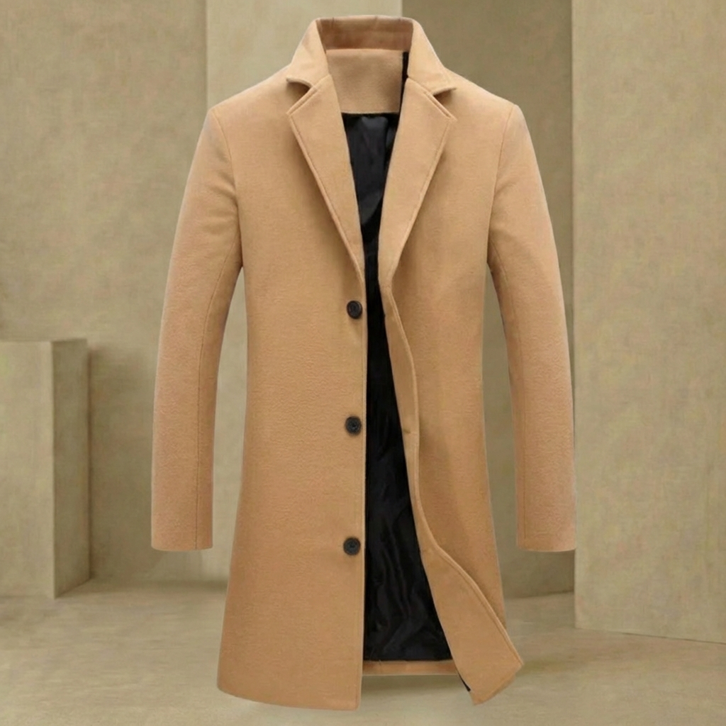 Men's Winter Top Coat Wool Blend Long Formal Overcoat for Cold Weather Business Office Dress Pea Coat Outerwear Jacket | Thomler