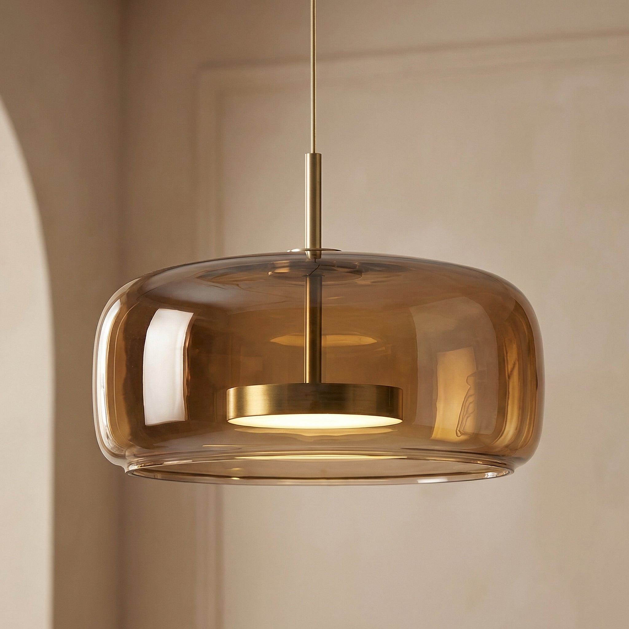 Glass Globe Hanging Fixture Adjustable Ceiling Light for Kitchen Island Dining Room Living Space | Amber Clear Gray in 6 10 or 14 Inch Diame | Thomler
