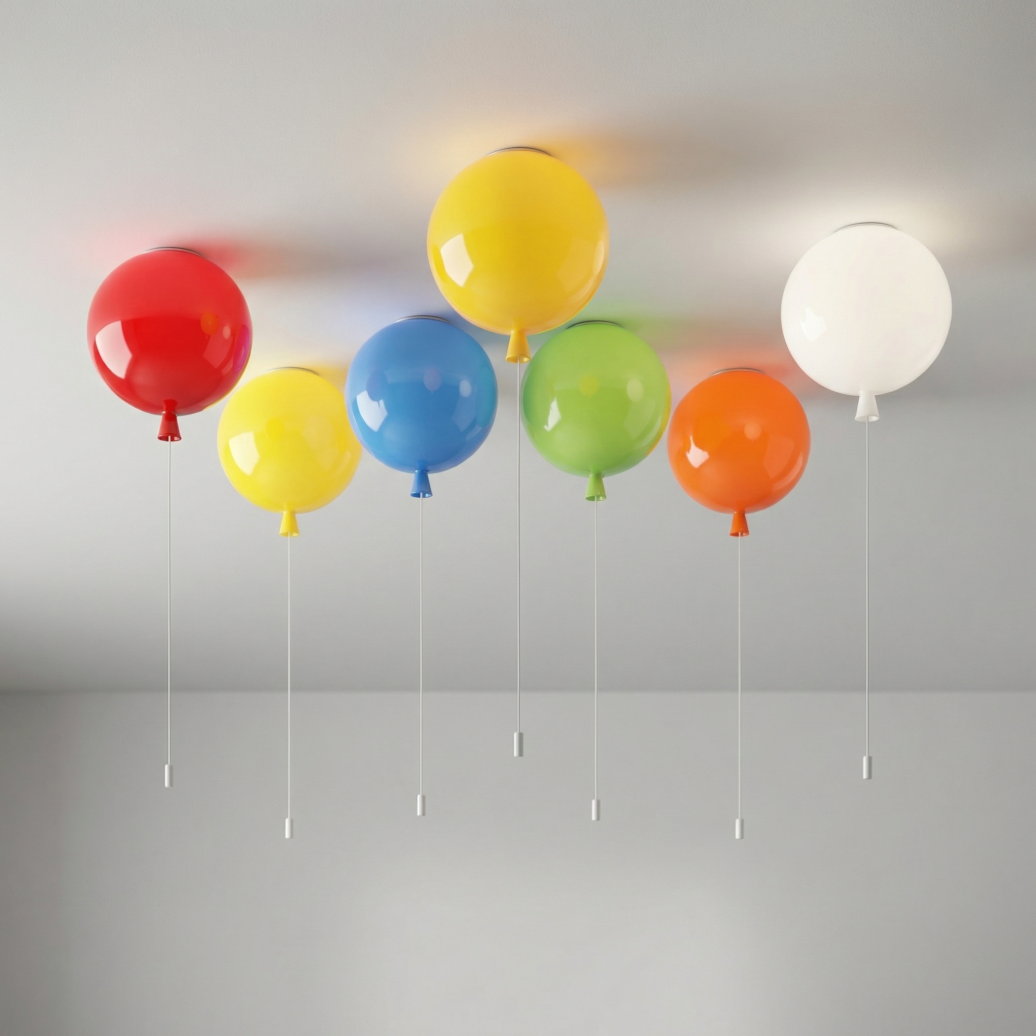 Spherical LED Wall & Ceiling Fixture with Pull Chain in Red Blue Yellow Green Orange White Small Medium Large for Bedroom Playroom Hallway K | Thomler