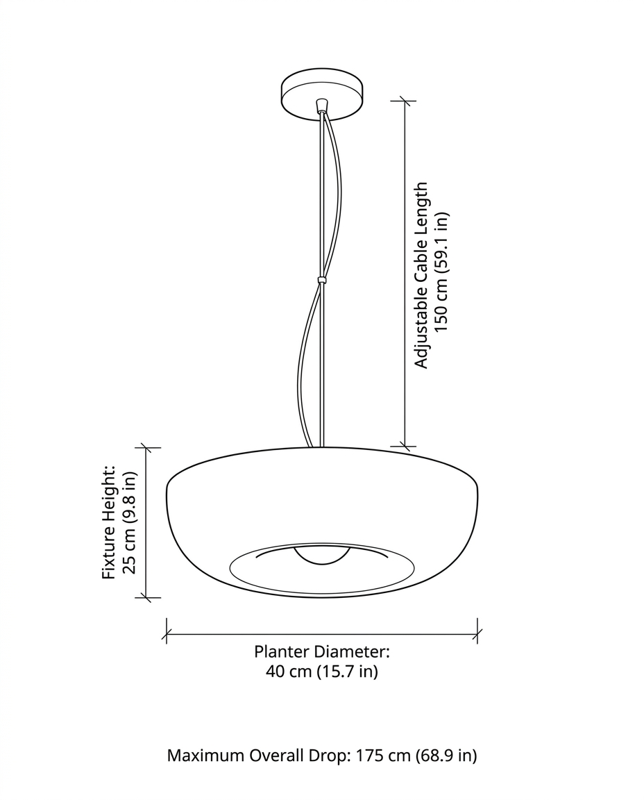 Hanging Planter Light with Built-In Pot for Indoor Plants, Succulents & Herbs, Modern Pendant Ceiling Fixture for Kitchen, Living Room & Din | Thomler