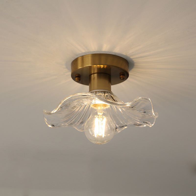 Flush Mount Ceiling Light Fixture – Flower Glass LED Lamp 23 in Diameter for Living Room Bedroom Kitchen | Modern Floral Design Overhead | Thomler