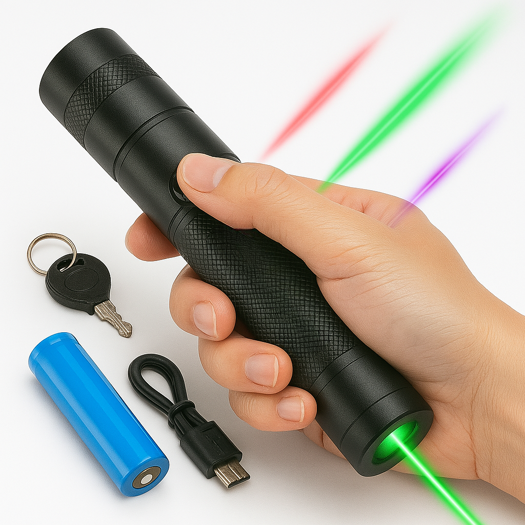 Rechargeable Tactical Laser Pointer with Adjustable Focus Beam for Presentations, Stargazing & Outdoor Use | USB Powered Long Distance | Thomler