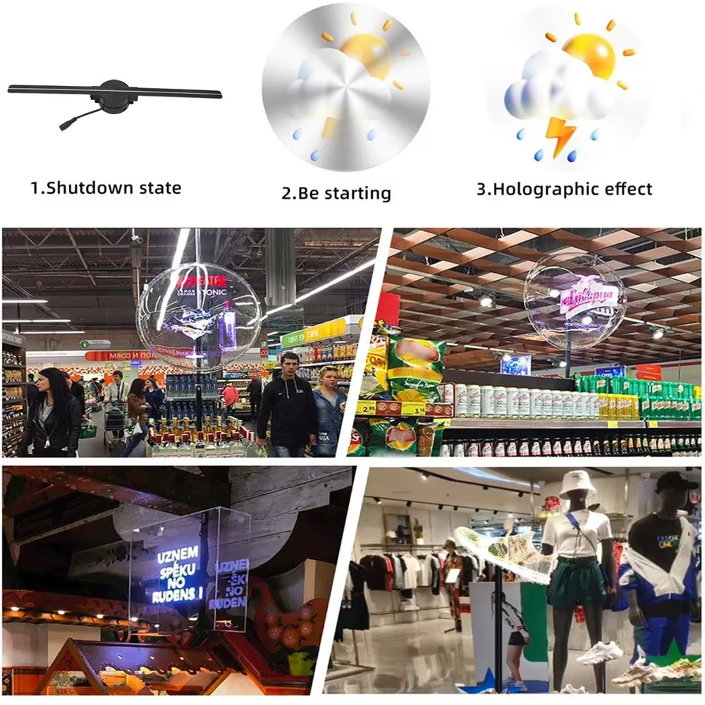 3D Holographic Fan Display – App-Controlled Floating LED Projector for Retail, Events & Advertising | Thomler