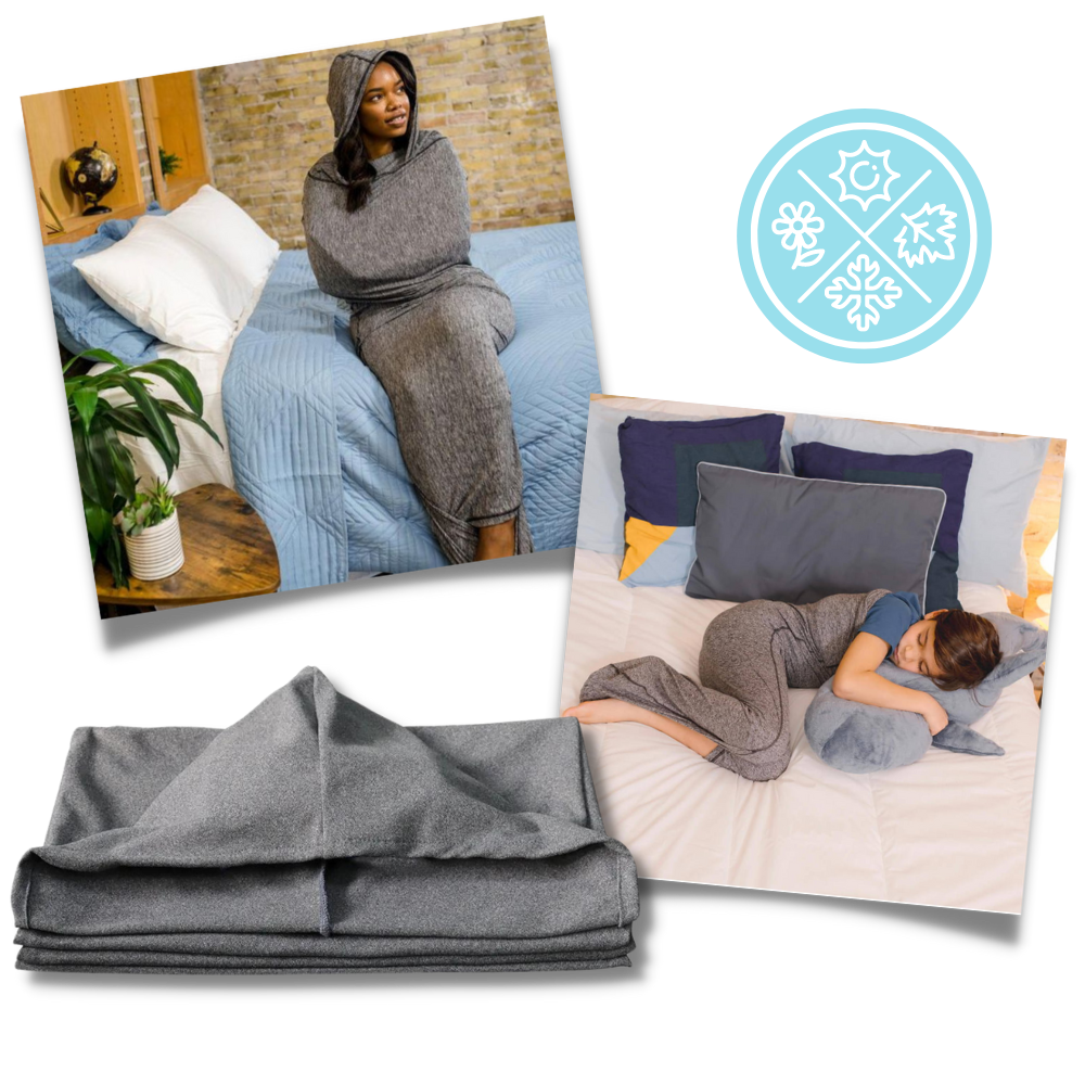 Hooded Wearable Throw Blanket with Hood for Adults & Kids – Cozy Fleece Wrap for Travel, Home, Lounge – Machine Washable | Thomler