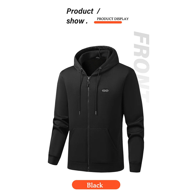 Electric Heated Hoodie with 17 Heating Zones & Dual Temperature Controls for Winter Warmth | Thomler