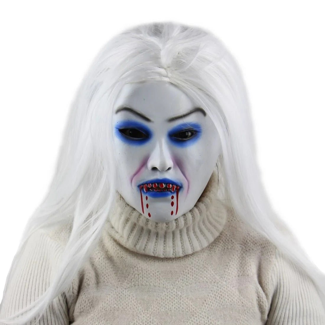 Ghostly Crone Latex Halloween Mask – Half-Face Haunted Costume Accessory | Thomler