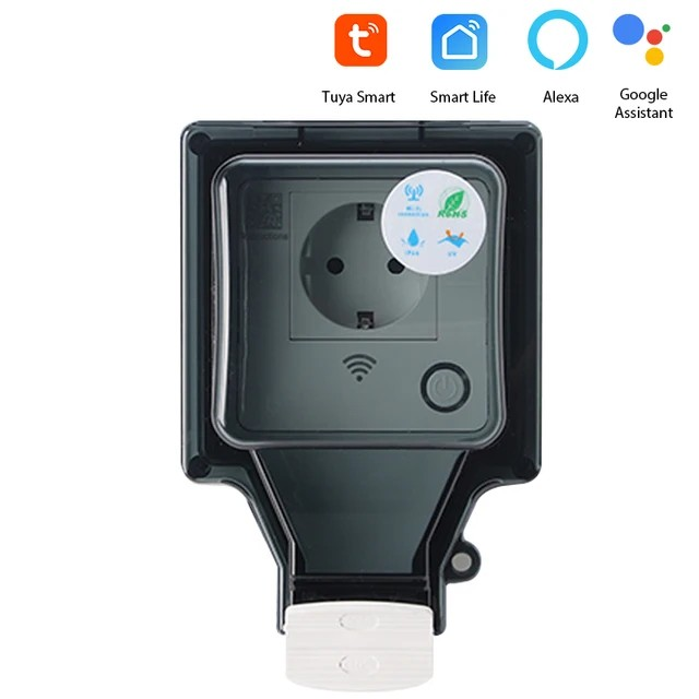 Outdoor WiFi Smart Plug IP66 Weatherproof Wireless Outlet for Garden Lights Pool Pump Remote Control Voice Compatible | Thomler