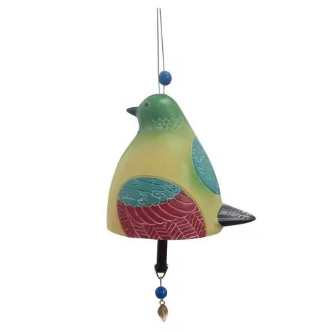 Hand-Painted Resin Bell Wind Chime – Colorful Garden Bird Accent for Yard, Patio & Porch | Thomler