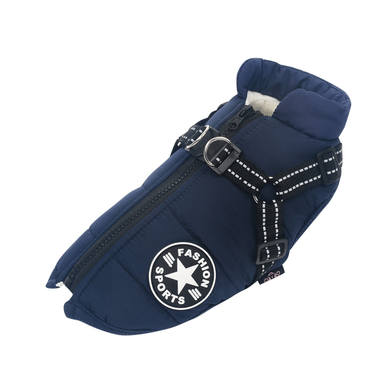 Insulated Dog Coat with Built-In Harness – Water-Resistant Winter Jacket for Dogs, Reflective Trim | Thomler