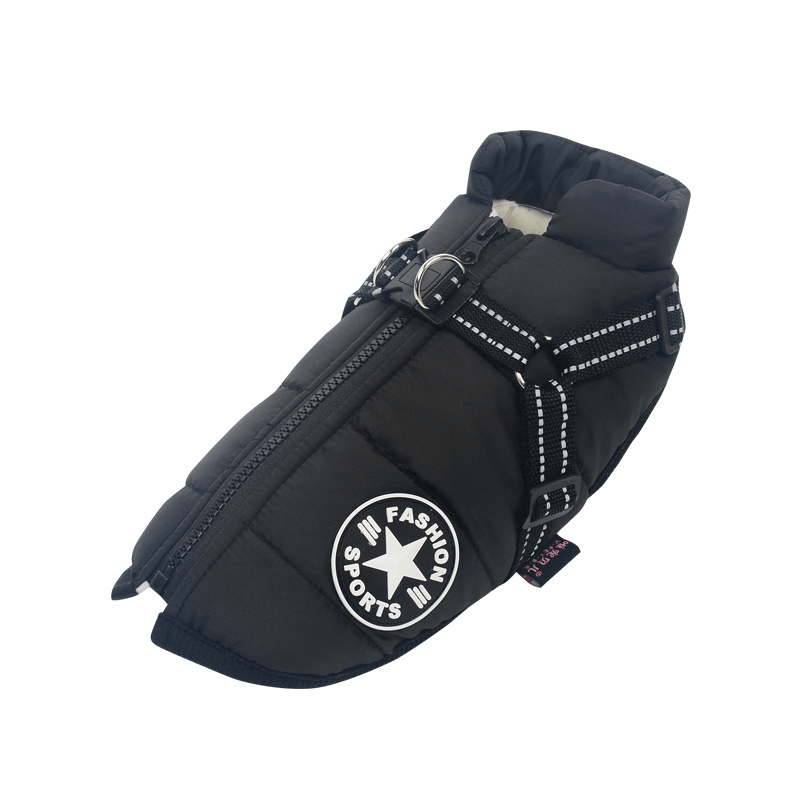Insulated Dog Coat with Built-In Harness – Water-Resistant Winter Jacket for Dogs, Reflective Trim | Thomler