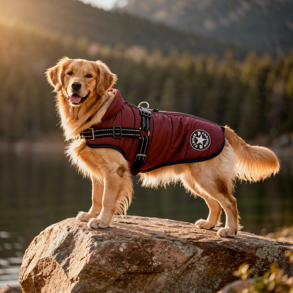 Insulated Dog Coat with Built-In Harness – Water-Resistant Winter Jacket for Dogs, Reflective Trim | Thomler