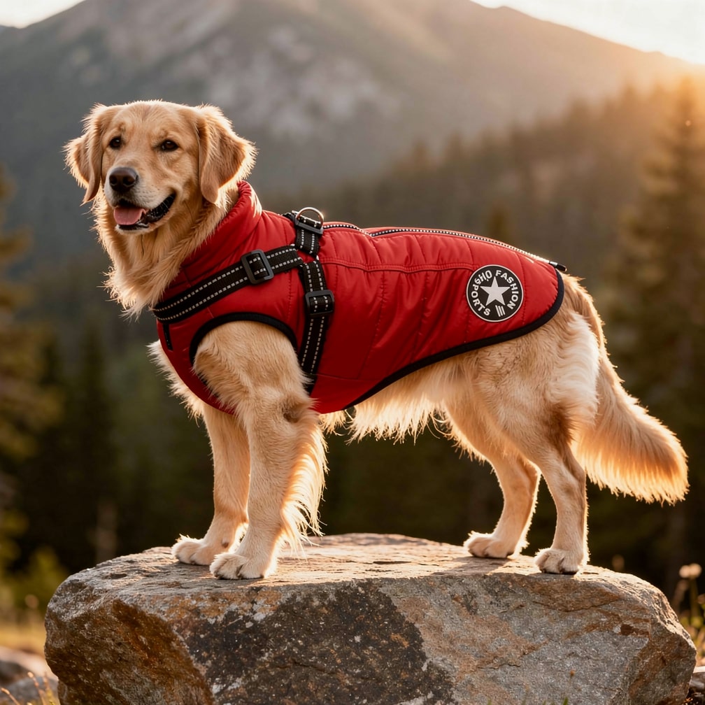 Insulated Dog Coat with Built-In Harness – Water-Resistant Winter Jacket for Dogs, Reflective Trim | Thomler