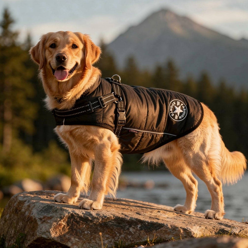 Insulated Dog Coat with Built-In Harness – Water-Resistant Winter Jacket for Dogs, Reflective Trim | Thomler