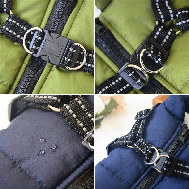 Insulated Dog Coat with Built-In Harness – Water-Resistant Winter Jacket for Dogs, Reflective Trim | Thomler