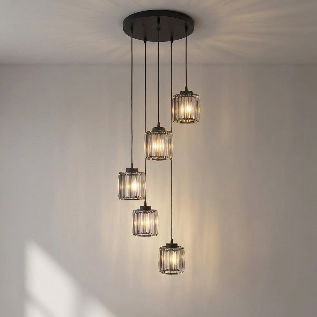 Spiral Crystal Chandelier Multi-Tier Cascading Glass Fixture for High Ceilings Foyer Dining Room Entryway Stairwell | Thomler