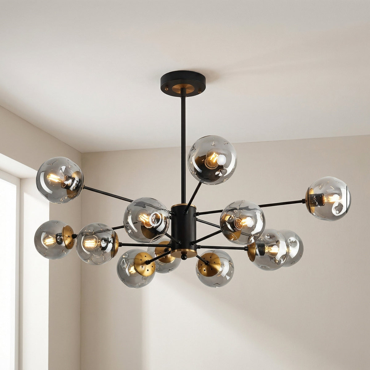 Glass Globe Chandelier Modern Multi-Light Fixture for Dining Room Living Room Bedroom Iron Frame E26 Base 6 8 12 16 Lights | Thomler