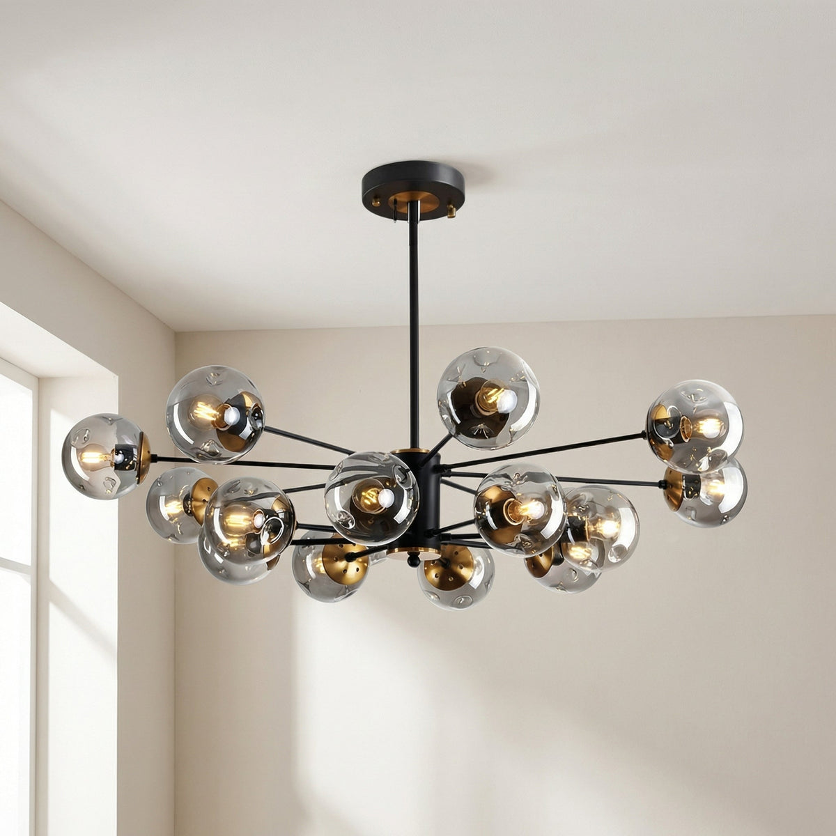 Glass Globe Chandelier Modern Multi-Light Fixture for Dining Room Living Room Bedroom Iron Frame E26 Base 6 8 12 16 Lights | Thomler