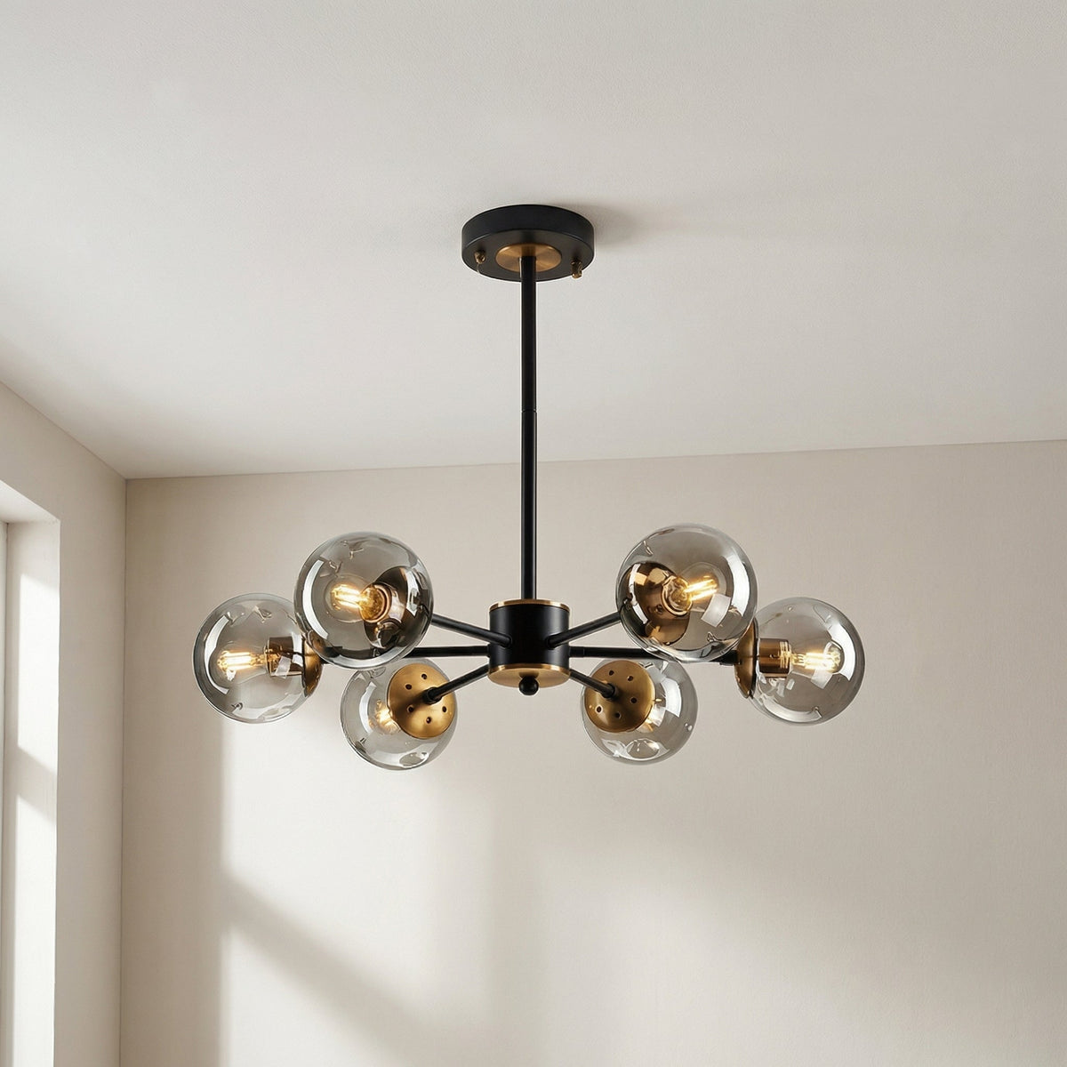 Glass Globe Chandelier Modern Multi-Light Fixture for Dining Room Living Room Bedroom Iron Frame E26 Base 6 8 12 16 Lights | Thomler