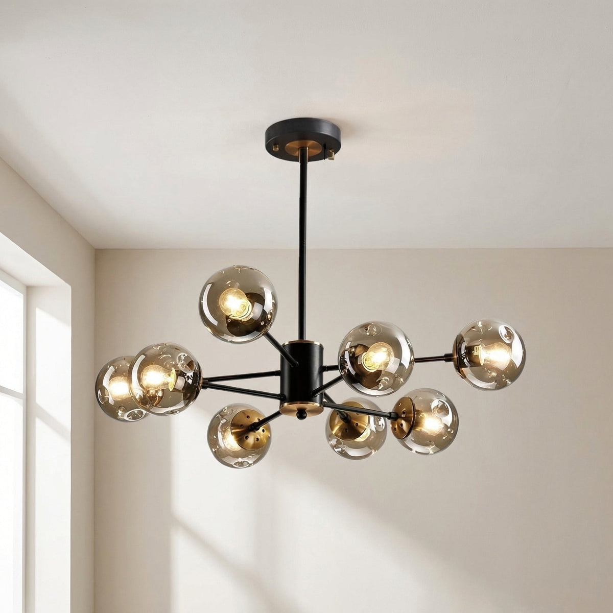 Glass Globe Chandelier Modern Multi-Light Fixture for Dining Room Living Room Bedroom Iron Frame E26 Base 6 8 12 16 Lights | Thomler