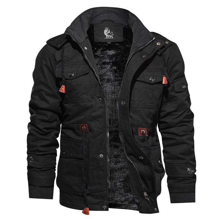 Insulated Cotton Utility Jacket with Detachable Hood for Men – Waterproof All-Weather Outdoor Coat for Hiking, Work & Everyday Wear | Thomler
