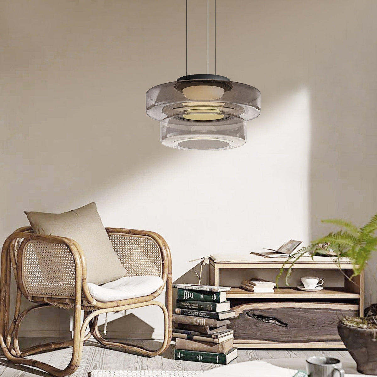 Multi-Tier Glass Pendant Light with Adjustable Cable for Kitchen & Dining Room | Modern LED Ceiling Fixture | Thomler