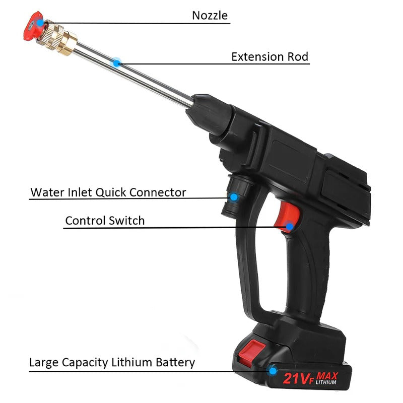 Rechargeable Pressure Washer with Dual Battery Pack for Cars, Patios & Outdoor Cleaning – Portable Cordless Spray Gun | Thomler