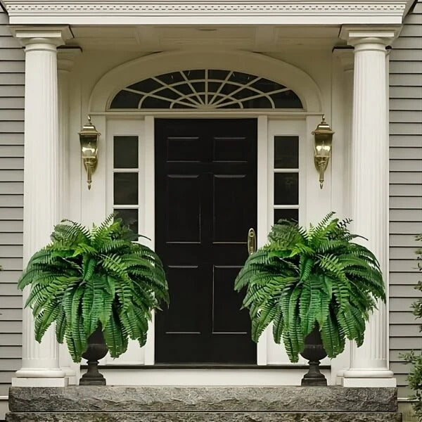 Faux Fern Plant Insert UV-Resistant PVC Greenery for Pots Hanging Baskets Indoor Outdoor Adjustable No-Water Decoration | Thomler