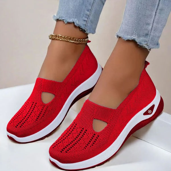 Women's Cushioned Slip-On Walking Shoes – Breathable Mesh Upper, Orthopedic Footbed, Anti-Skid Rubber Sole for All-Day Comfort & Stability | Thomler