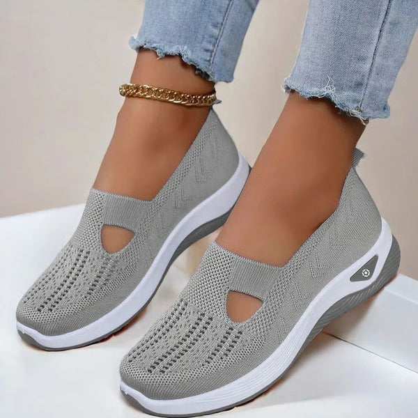 Women's Cushioned Slip-On Walking Shoes – Breathable Mesh Upper, Orthopedic Footbed, Anti-Skid Rubber Sole for All-Day Comfort & Stability | Thomler