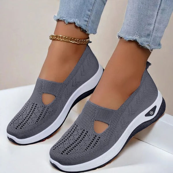 Women's Cushioned Slip-On Walking Shoes – Breathable Mesh Upper, Orthopedic Footbed, Anti-Skid Rubber Sole for All-Day Comfort & Stability | Thomler