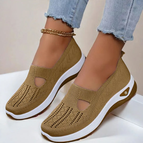 Women's Cushioned Slip-On Walking Shoes – Breathable Mesh Upper, Orthopedic Footbed, Anti-Skid Rubber Sole for All-Day Comfort & Stability | Thomler