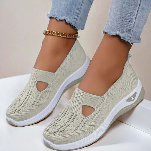 Women's Cushioned Slip-On Walking Shoes – Breathable Mesh Upper, Orthopedic Footbed, Anti-Skid Rubber Sole for All-Day Comfort & Stability | Thomler