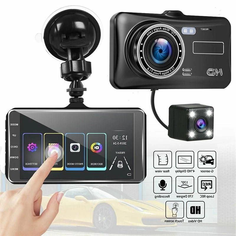 Dual-Camera Vehicle Recording System with Night Vision & Wide-Angle Coverage for Front and Rear | Thomler