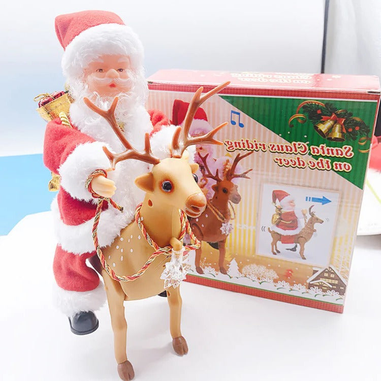 Motorized Santa Ladder Climber with Music & LED Lights – Battery-Powered Animated Christmas Decoration for Home Mantel Table Shelf Holiday | Thomler