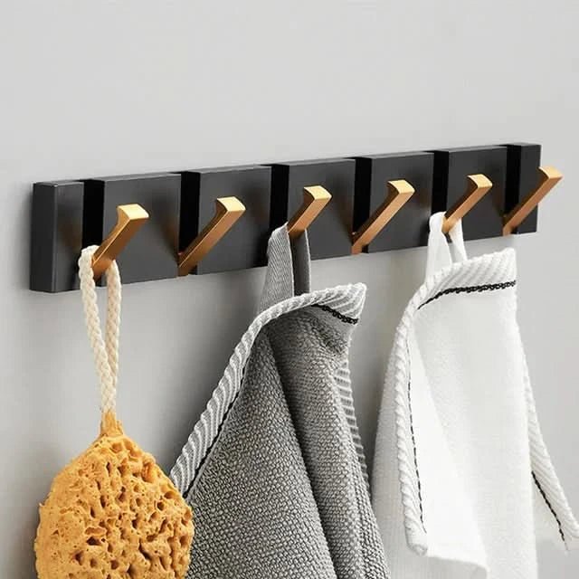 Wall Hook Aluminum Foldable Black Space Saving Bathroom Entryway Coat Towel Bag Holder Minimalist Wall Mounted Storage Hook | Thomler