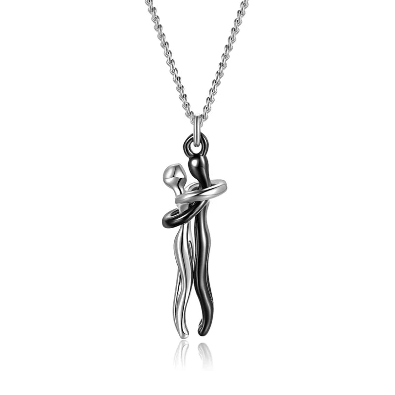 Embrace Necklace Pendant Couple Gift Adjustable Chain Hypoallergenic Stainless Steel Jewelry for Women Men Anniversary Valentine's Day | Thomler