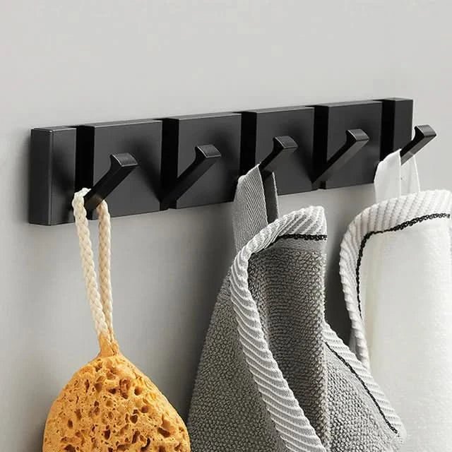 Wall Hook Aluminum Foldable Black Space Saving Bathroom Entryway Coat Towel Bag Holder Minimalist Wall Mounted Storage Hook | Thomler