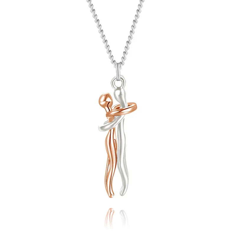 Embrace Necklace Pendant Couple Gift Adjustable Chain Hypoallergenic Stainless Steel Jewelry for Women Men Anniversary Valentine's Day | Thomler