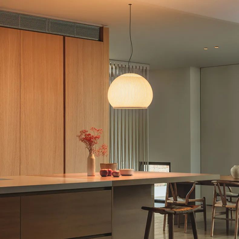 Pendant Light 45.0 cm 17.7" Lycra Beige Dining Room Scandinavian Hanging Ceiling Lamp | Thomler