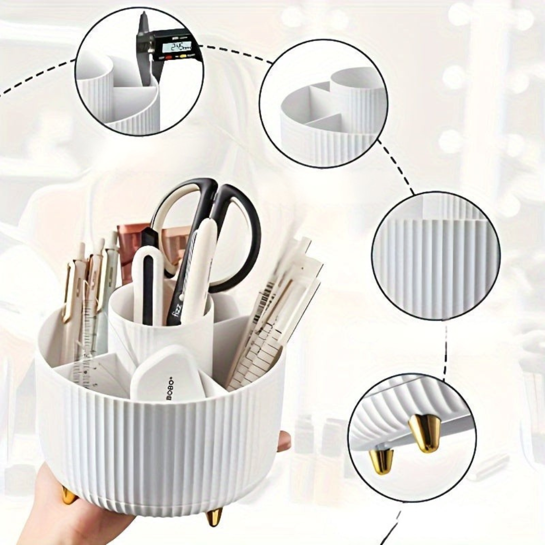 Rotating Makeup Organizer with 5 Storage Compartments – Swivel Cosmetics Holder for Vanity | Thomler