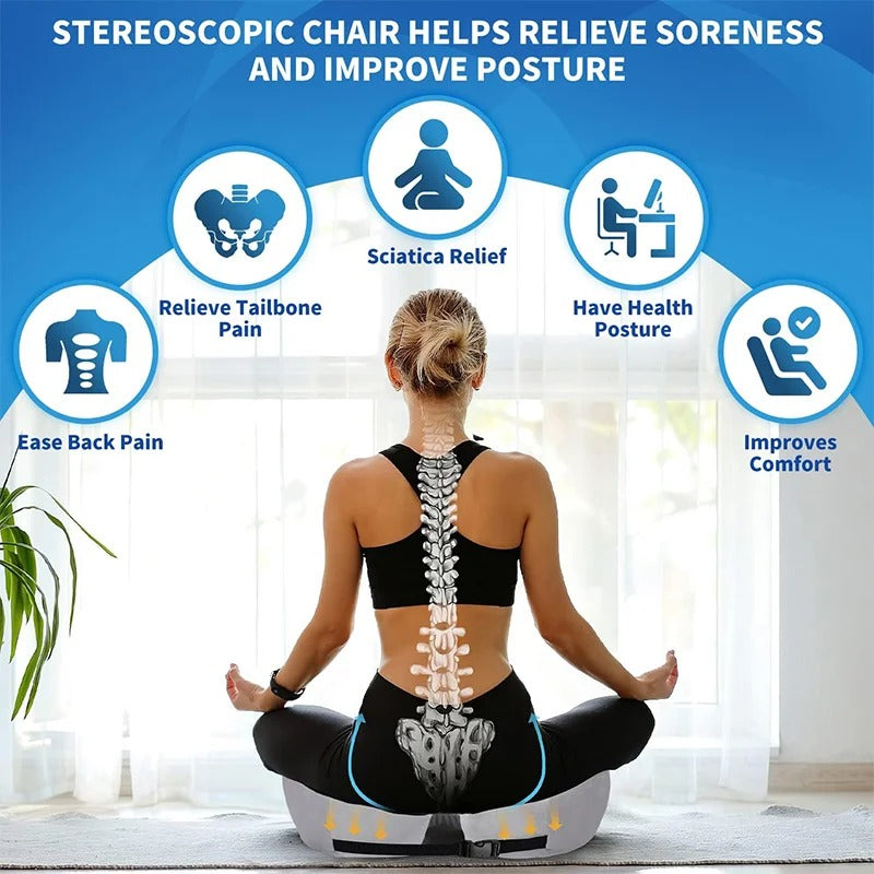 Memory Foam Seat Cushion with Tailbone Cutout for Office Chair, Car & Wheelchair – Ergonomic Support for Lower Back & Hip Pain Relief | Thomler