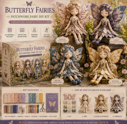 Handmade Fabric Fairy Sewing Craft Kit – 7 Whimsical Designs for Adults & Kids | Thomler