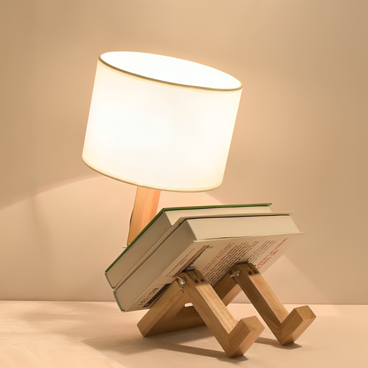 Scandinavian Wood Reading Lamp with Shelf | Adjustable Table Light for Bedroom & Living Room | Thomler