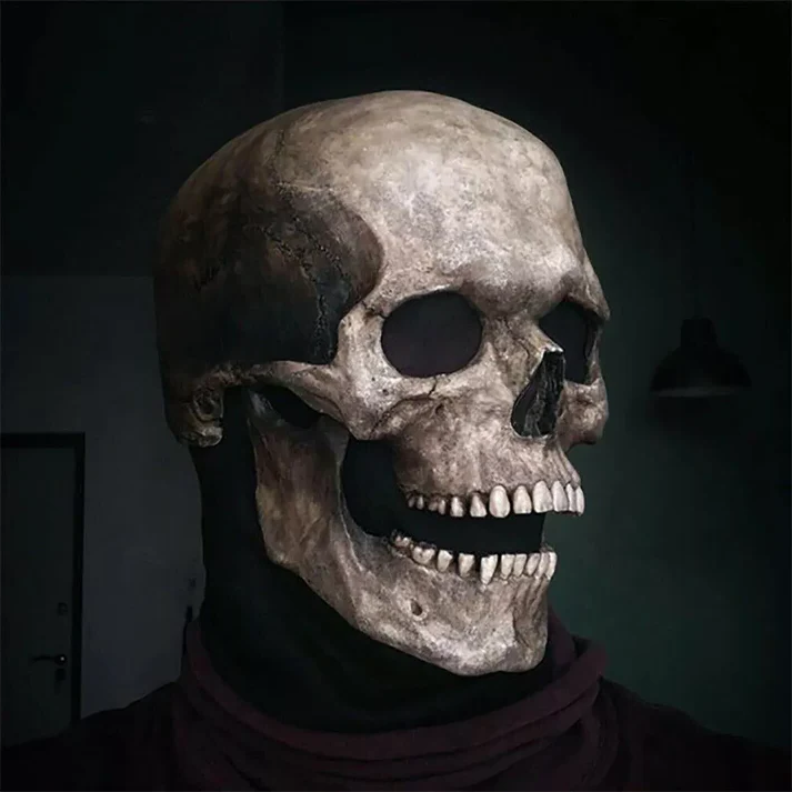 Full-Head Skull Costume Mask with Articulated Jaw and Anatomical Detail | Thomler