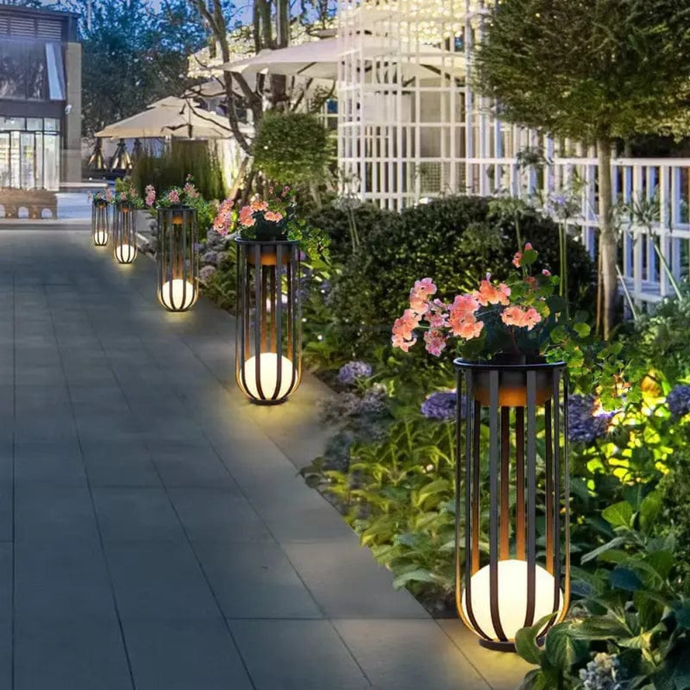 Outdoor Solar Flower Stand Light Aluminum 22 in Medium 37 in Large Garden Patio Pathway Decorative LED | Thomler